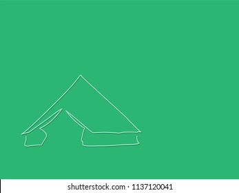 Glamping tent line drawing, vector illustration design. Holidays collection.