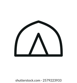 Glamping tent line icon, camping tent vector symbol with editable stroke