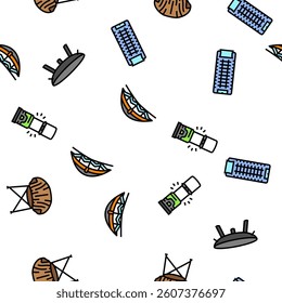 glamping tent nature luxury vector seamless pattern thin line illustration