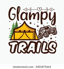 
Glampy Trails  - This graphic artwork for prints, t-shirt, mug, poster, and many other tasks. Mountain with tree retro vintage print design.