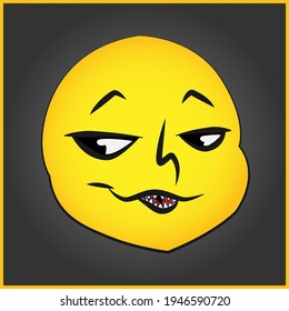 Glances pdsk emoticon, with yellow color and high quality.
