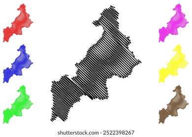 Glane District (Switzerland, Swiss Confederation, Canton of Fribourg or Freiburg) map vector illustration, scribble sketch Glânebezirk, District de la Gllânna or Glâne map