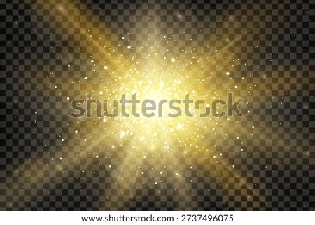 Glare big explosion realistic effect isolated on transparent background. Luxury jewelry glitter backdrop. Sci-fi background. Universe concept. Vector illustration