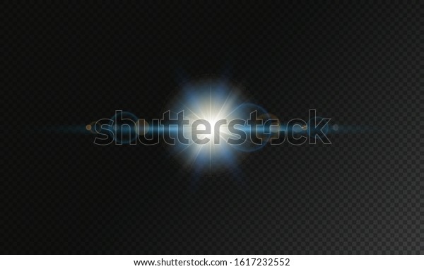 Glare effects with bokeh, glitter\
particles. Glowing lens flares. Vector\
illustration.