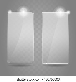 Glare Glass framework set. Vector illustration. Shiny glare glass banners.