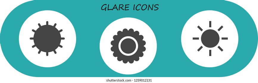  glare icon set. 3 filled glare icons. Simple modern icons about  - Sun