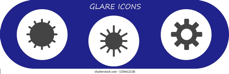 glare icon set. 3 filled glare icons.  Collection Of - Sun