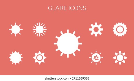 glare icon set. 9 filled glare icons.  Simple modern icons such as: Sun