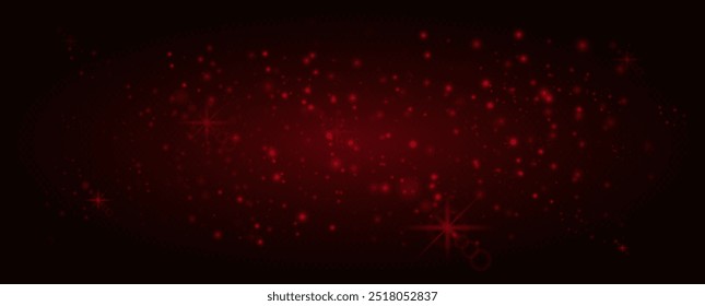Glare light effect. Star Red dust, sparkles. Glowing stars, lights, sparkles, flashes. On a transparent background. Neon light. Night star