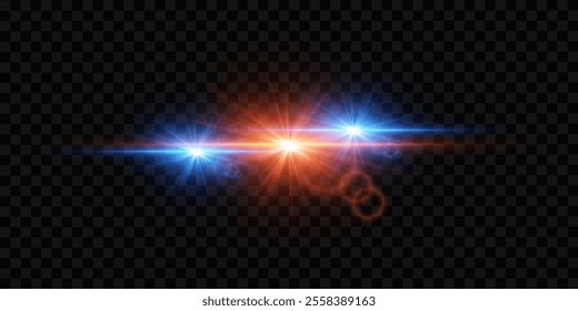 Glare of a light star and lens flare. Vector illustration EPS10