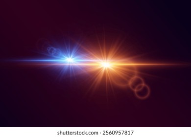 Glare of a light star and lens flare. Vector illustration EPS10