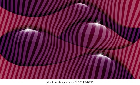 glare on the shiny, overlapping abstract purple-pink striped shapes. art wallpaper with 3D effect. vector
