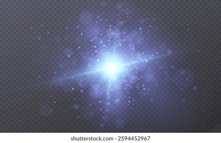 Glare reflecting light confetti sparkling twinkling stars decorating your design, Vector graphics.