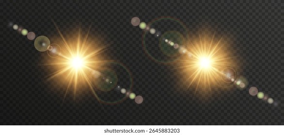 Brilho faísca cintilantes suavemente no brilho de estilo matinal. As bordas de gradiente quente melhoram a profundidade da composição visual.Sinalizador PNG transparente ideal para efeitos de foto realistas. Efeito de luz brilhante imita o nascer do sol