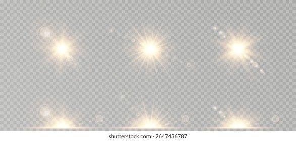 Brilho faísca cintilantes suavemente no brilho de estilo matinal. As bordas de gradiente quente melhoram a profundidade da composição visual.Sinalizador PNG transparente ideal para efeitos de foto realistas. Efeito de luz brilhante imita o nascer do sol