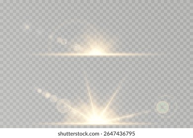 Glare spark flickers gently in morning-style shine. Warm gradient edges enhance visual composition depth.Transparent PNG flare ideal for realistic photo effects. Shining light effect mimics sunrise