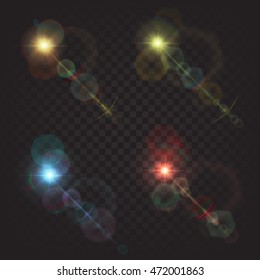 glare sparkles set on transparent background