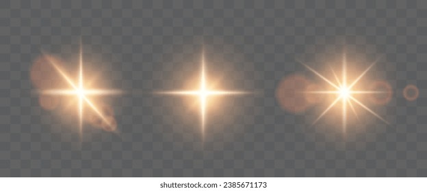 Glare, star dust. Vector glare isolated on transparent background.