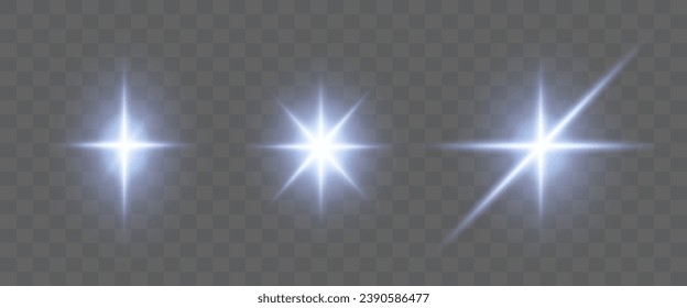 Glare, star dust. Vector glare isolated on transparent background.