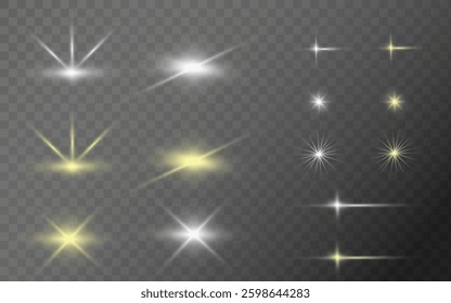Glare stars on transparent background vector
Vector glare large set icons glare, shadows, light