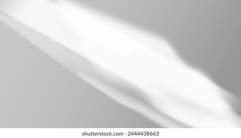 Glare from the sun's rays on the wall. Blurred shadows from leaves and plants in the room. Soft overlay of natural light. Abstract background for product presentation.Natural light layout.