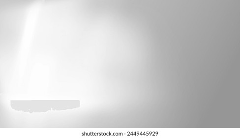 Glare from the sun's rays on the wall. Blurred shadows in the room. Soft overlay of natural light. Abstract background for product presentation.Natural light layout.