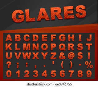 Glares alphabet. Vector font.