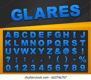 Glares alphabet. Vector font.