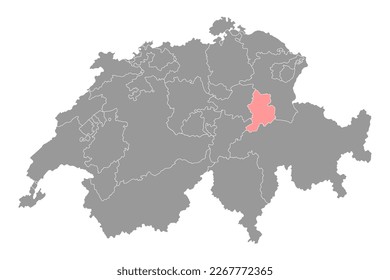 Glarus map, Cantons of Switzerland. Vector illustration.
