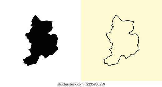 Glarus map, Switzerland, Europe. Filled and outline map designs. Vector illustration