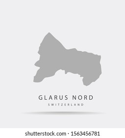 Glarus Nord (Switzerland) map vector, isolated on white background. Gray map template, flat earth. Simplified, generalized Glarus Nord (Switzerland) map with round corners.
