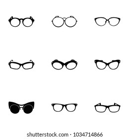 Glases icons set. Simple set of 9 glases vector icons for web isolated on white background