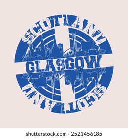 Glasgow Stadt der Schottland Typografie Grafikdruck , Abstrakte Modezeichnung und kreatives Design für T-Shirts, Becher, Grafik-T-Shirt, Sweatshirt, Hüllen, etc. Illustration im modernen Stil für Kleidung