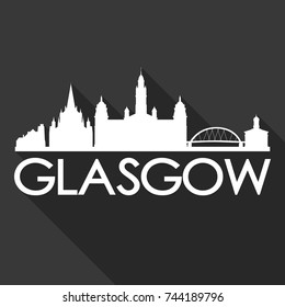 Glasgow Flat Icon Skyline Silhouette Design City Vector Art Famous Buildings.