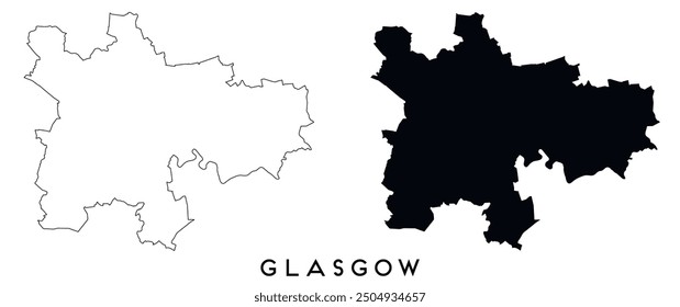 Glasgow map outline and black silhouette vector