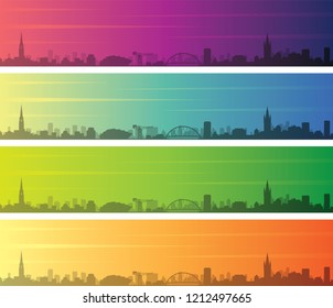 Glasgow Multiple Color Gradient Skyline Banner
