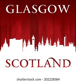 Glasgow Scotland city skyline silhouette. Vector illustration