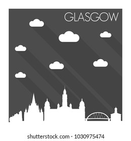 Glasgow Scotland Skyline City Flat Silhouette Design Background