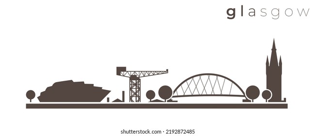 Glasgow Simple Monocromo Estilizado Skyline