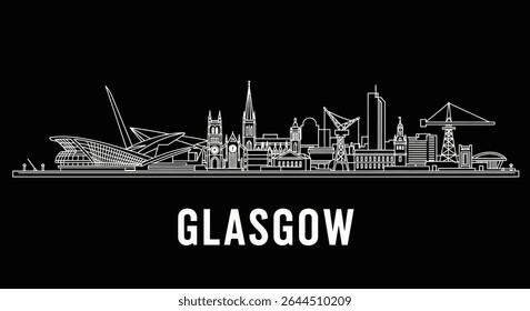 Glasgow Skyline Scotland City Silhouette.