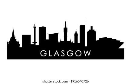 Glasgow Skyline Silhouette. Schwarzes Glasgow-Stadtdesign einzeln auf weißem Hintergrund. 