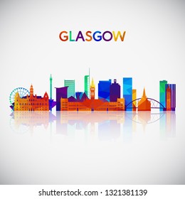 Glasgow skyline silhouette in colorful geometric style. Symbol for your design. Vector illustration.