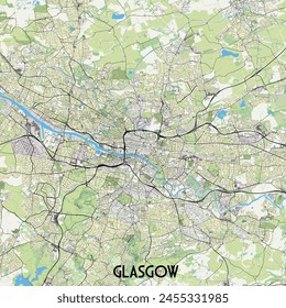 Glasgow, UK mapa poster art