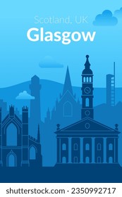 Glasgow, el famoso cartel de visión azul de la ciudad del Reino Unido.