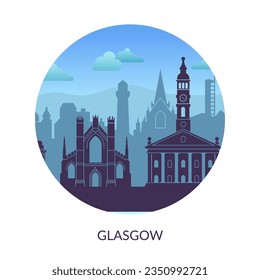 Glasgow, la famosa etiqueta de vista de ciudad del Reino Unido.