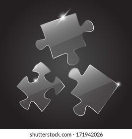 Glass 3 puzzle pieces VECTOR