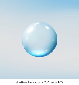 Glass 3D ball with a smooth, shiny surface reflecting light. This modern vector illustration showcases a translucent sphere, ideal for design elements and backgrounds.