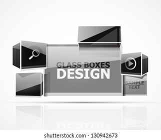 Glass 3d boxes presentation design | can be used for banners, infographics, promotional poster