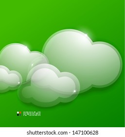 Glass 3d clouds vector template
