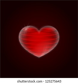 glass 3d heart within the red layers